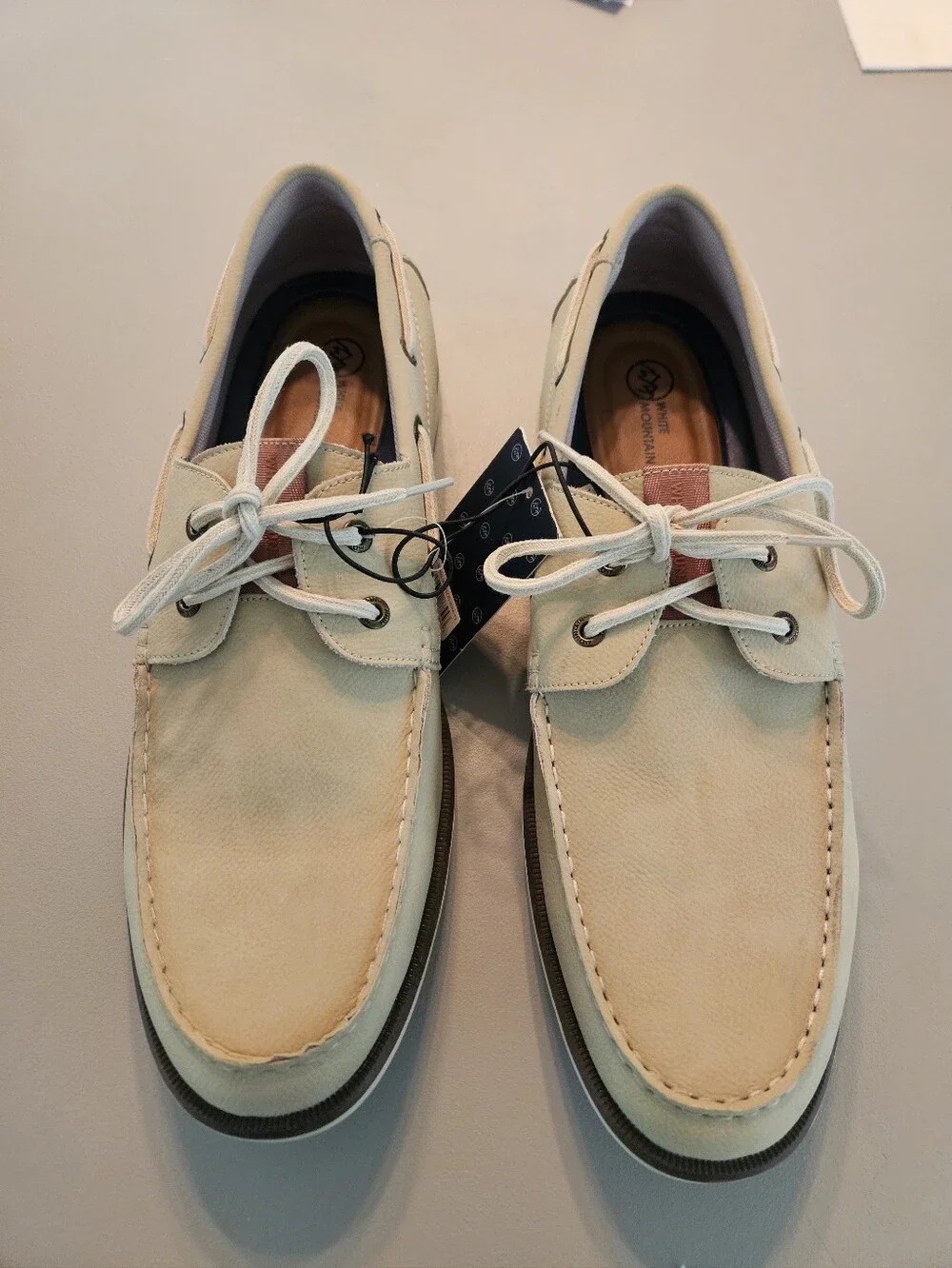 Men's Casual Real Leather Lace-Up Boat Shoes in Beige